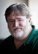 Gabe newell from valve software in his natural habitat on Craiyon